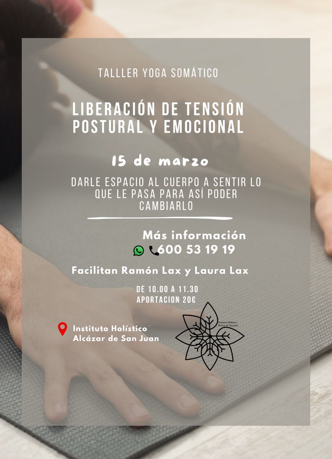 Taller Yoga 15 marzo-Alcazar Clases de yoga en Alcazar